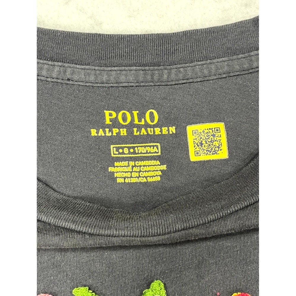 Polo Ralph Lauren T Shirt Womens Large Black Floral Embroidered Relaxed Fit - Picture 5 of 7